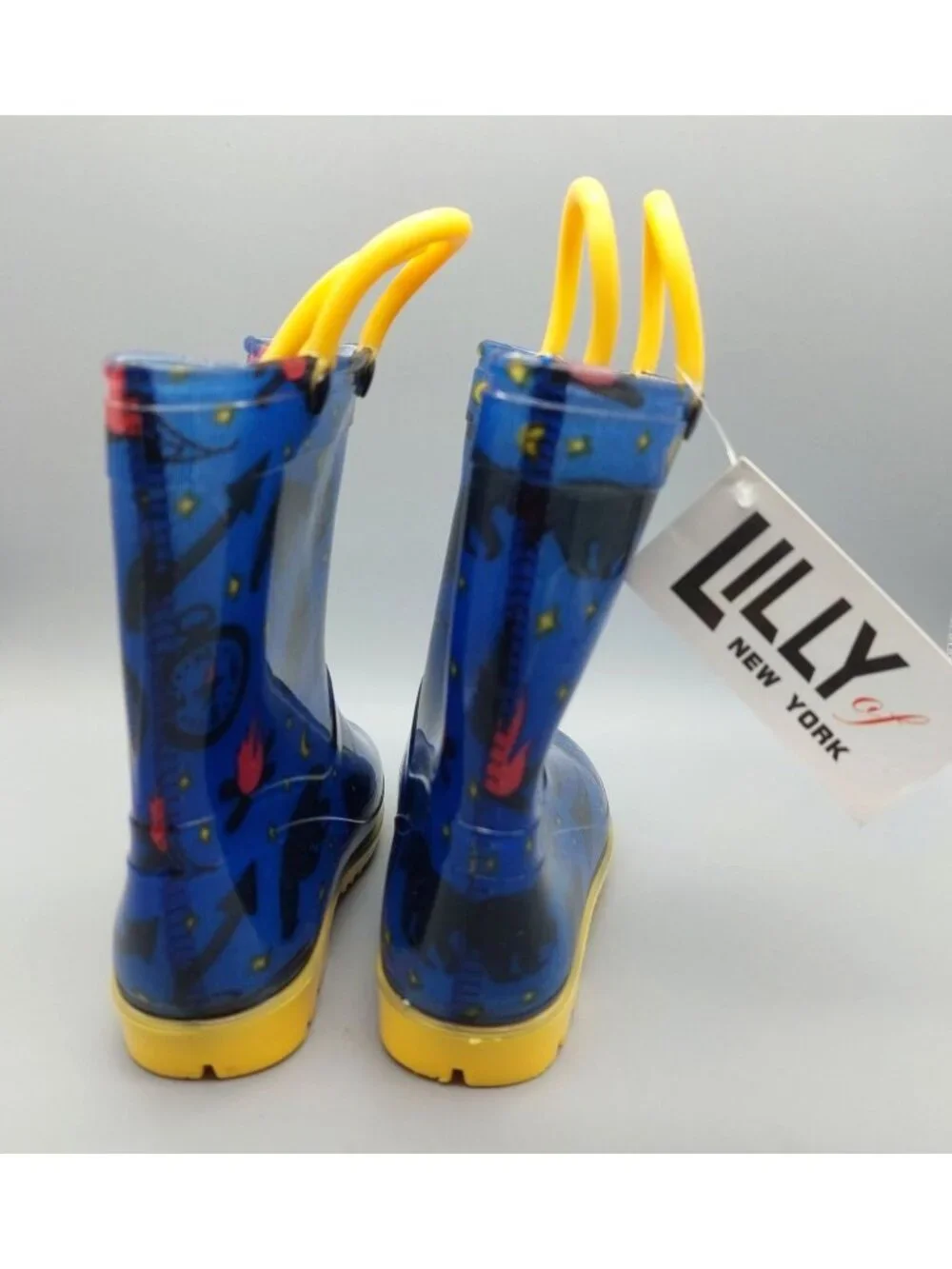 Lilly Of New York Blue Unisex Boys Water Boots Galoshes Shoes Size 7 NWT Handles